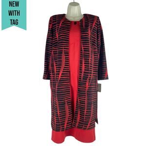 NEW Maya Brook Jewel Dress Jacket 2pcs Set Artsy Red Rhinestone Size 8
